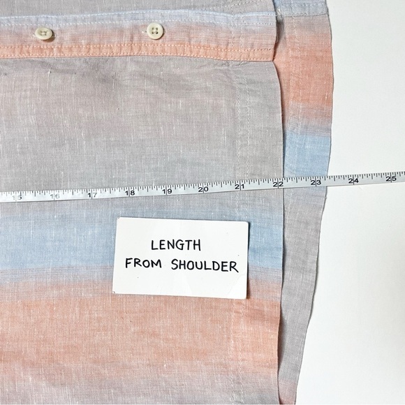 Madewell 100% Linen Beachside Shirt Small Ombré Stripe‎ blue coral boxy top - Picture 7 of 10